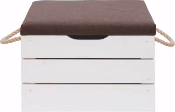 Skrzynka drewniana tapicerowana biała z liną jutową