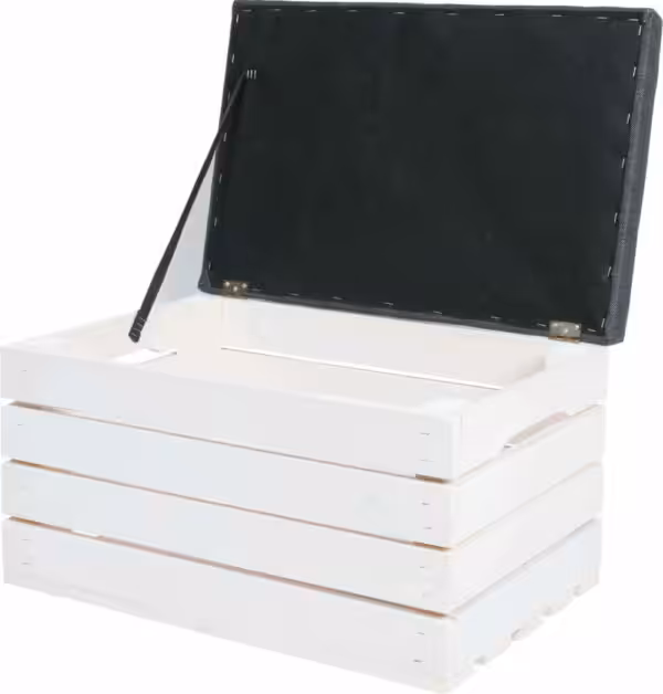 Skrzynia Drewniana Tapicerowana Biała