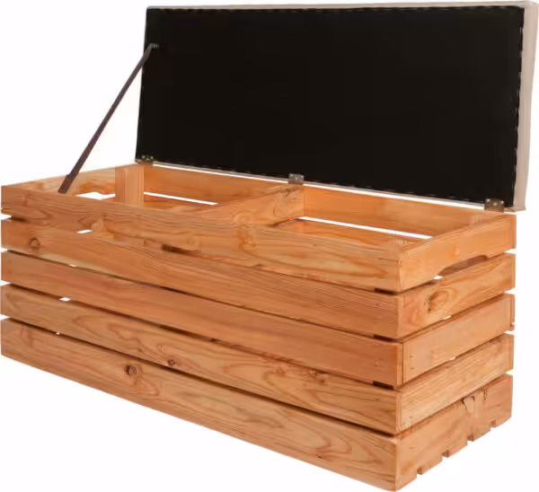 Skrzynka drewniana tapicerowana modrzew