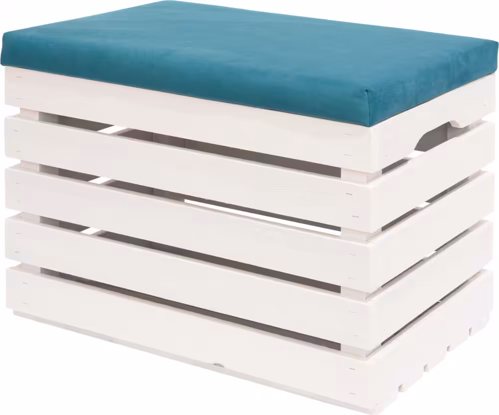 tapicerowana skrzynka drewniana ozdobna 1 - Skrzynka drewniana tapicerowana biała