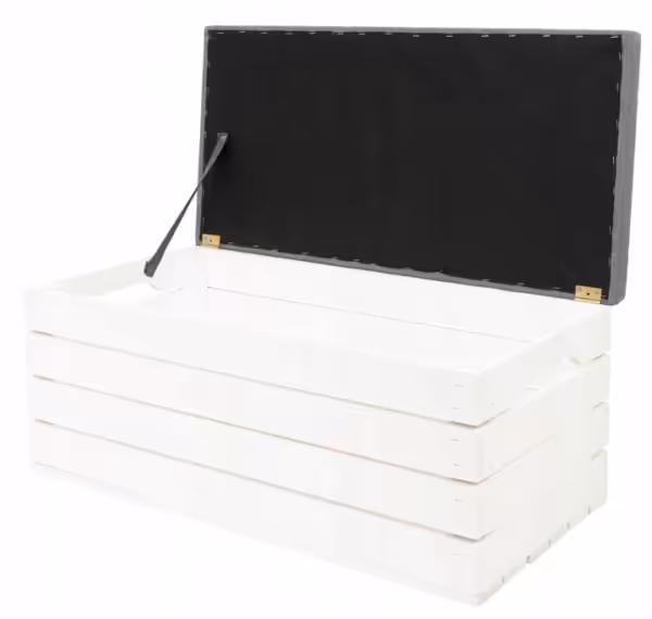 Pufa Kufer Skrzynka Drewniana Biała